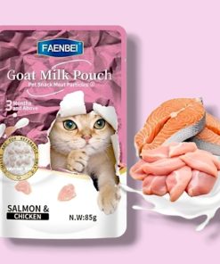 پوچ گربه فنبی مرغ و سالمون در شیر بز