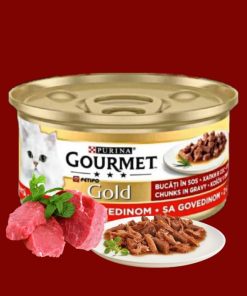 کنسرو گربه گورمت آلمانی چانک گوشت گاو در سس (Gourmet)