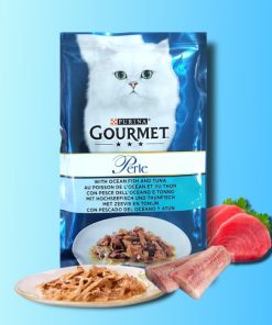 پوچ گربه گورمت ماهی اقیانوسی و ماهی تن