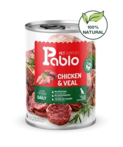 کنسرو سگ پابلو مرغ و گوشت گوساله نچرال
